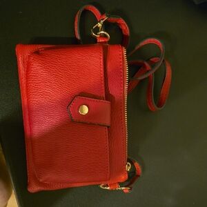 Elegant Red Leather Crossbody Bag